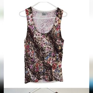 Alberto Makali Beaded Leopard Floral Tank Top